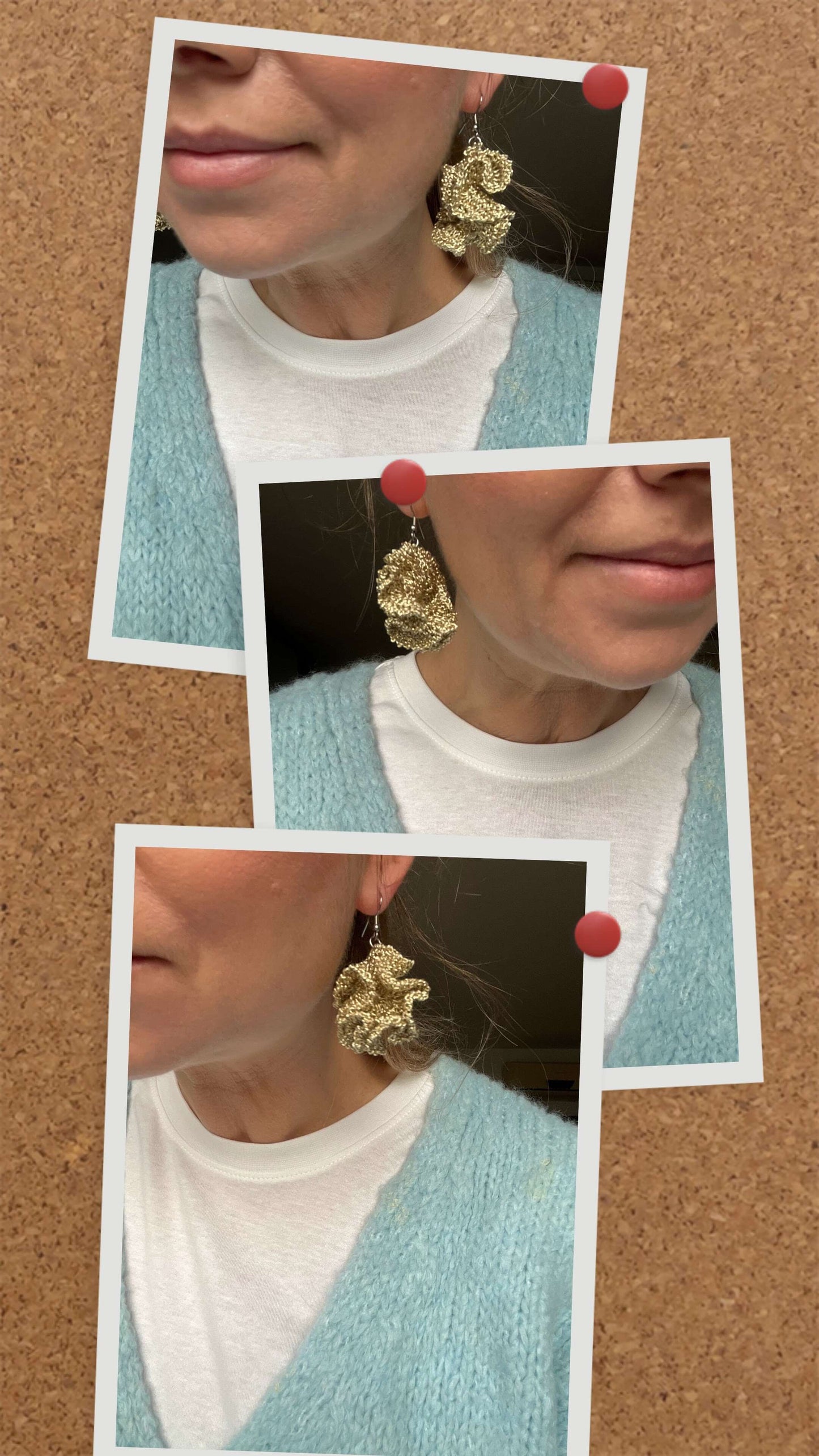Lightweight gold-look statement earrings – artisan craftsmanship, hypoallergenic,all-day comfortable