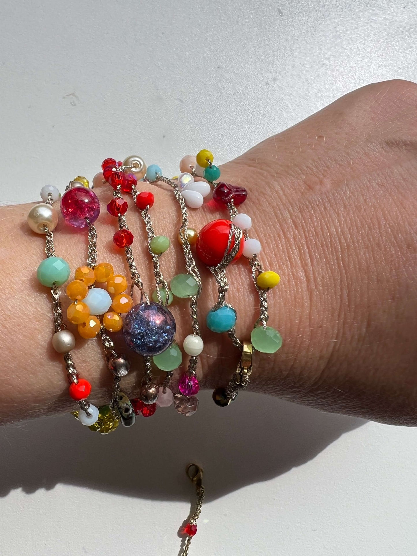 Adjustable flower wrap necklace, boho jewelry for layering and styling