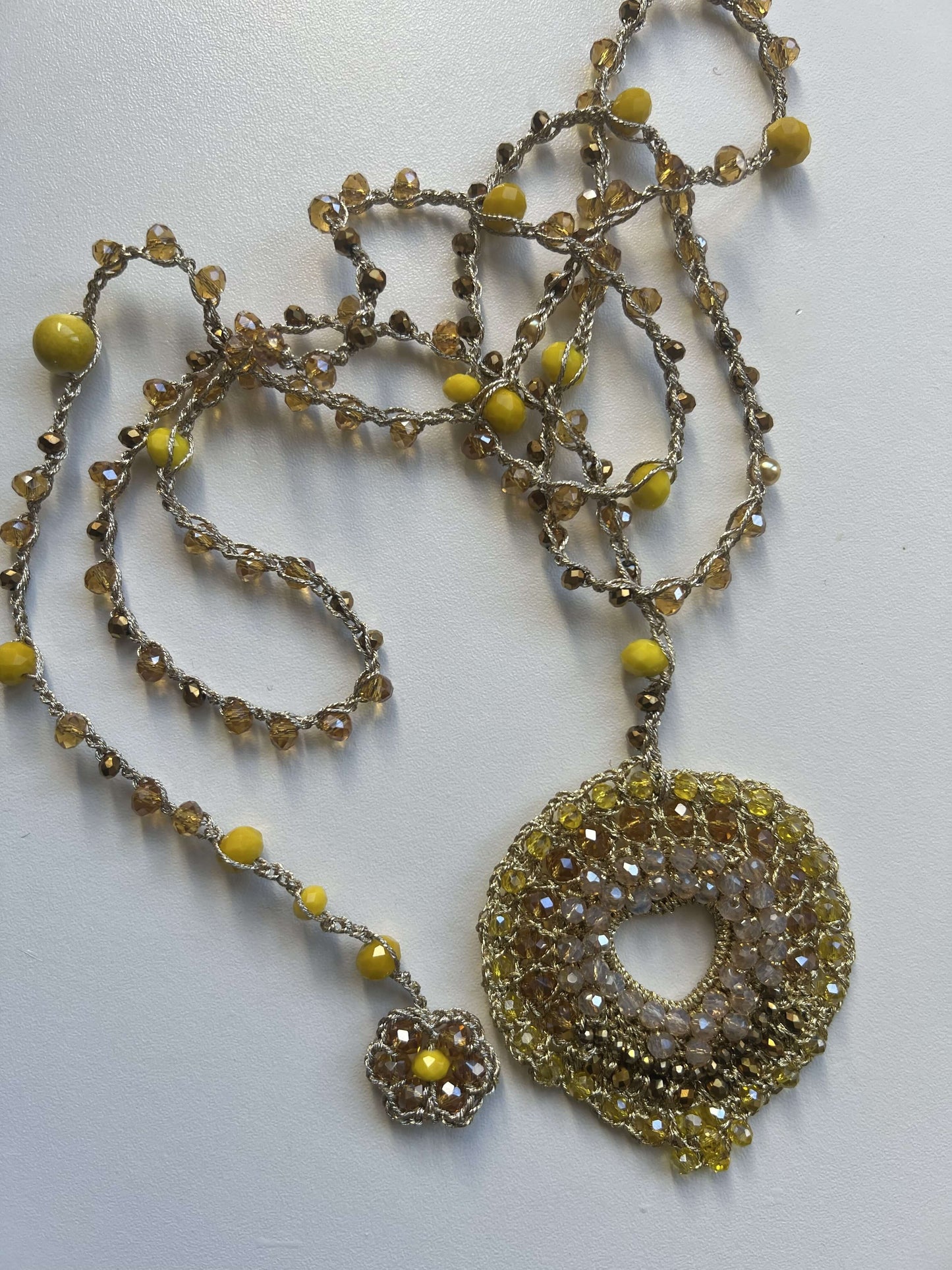 Big heart necklace with honey color crystals, luxury statement jewelry, unique handmade design perfect for elegant and standout looks