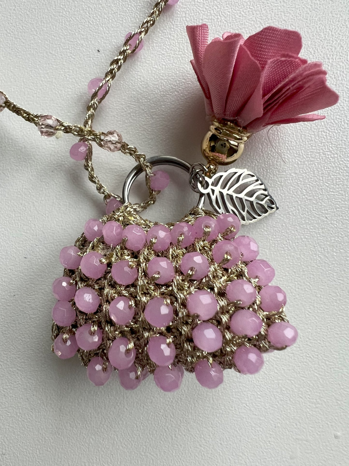 MiniBags crystal necklace floral pendant unique gift for her