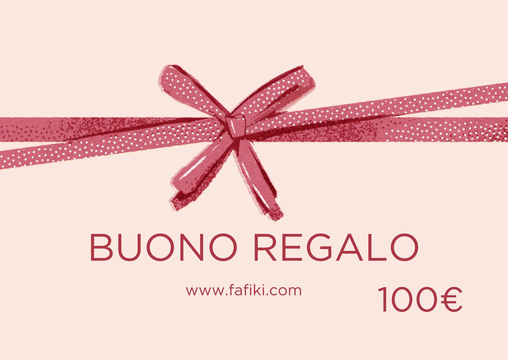 Buono regalo Fafiki da 100€: sorprendi chi ami con la libertà di scegliere tra prodotti esclusivi. Ideale per ogni occasione speciale!
