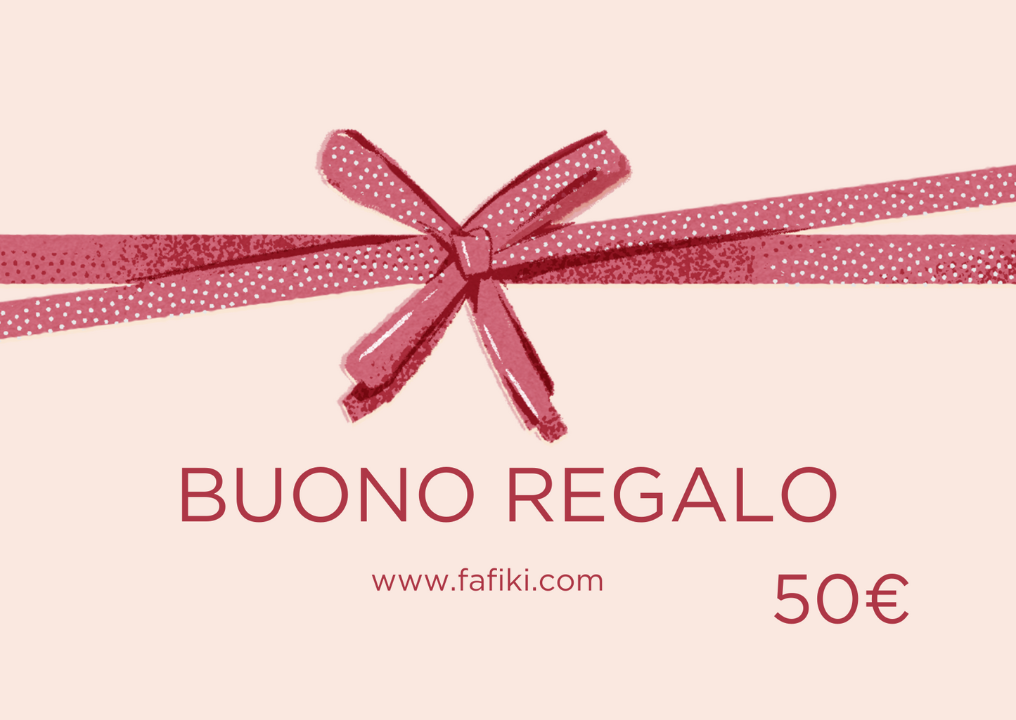 Regala il buono Fafiki da 50€: il dono ideale per chi ama scegliere. Adatto a ogni occasione, facile da usare e valido per tutto il nostro catalogo