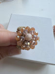 Anello regolabile filati italiani cristalli scintillanti fatto mano. Gioiello artigianale morbido leggero elegante. Accessorio unico donna stile casual chic