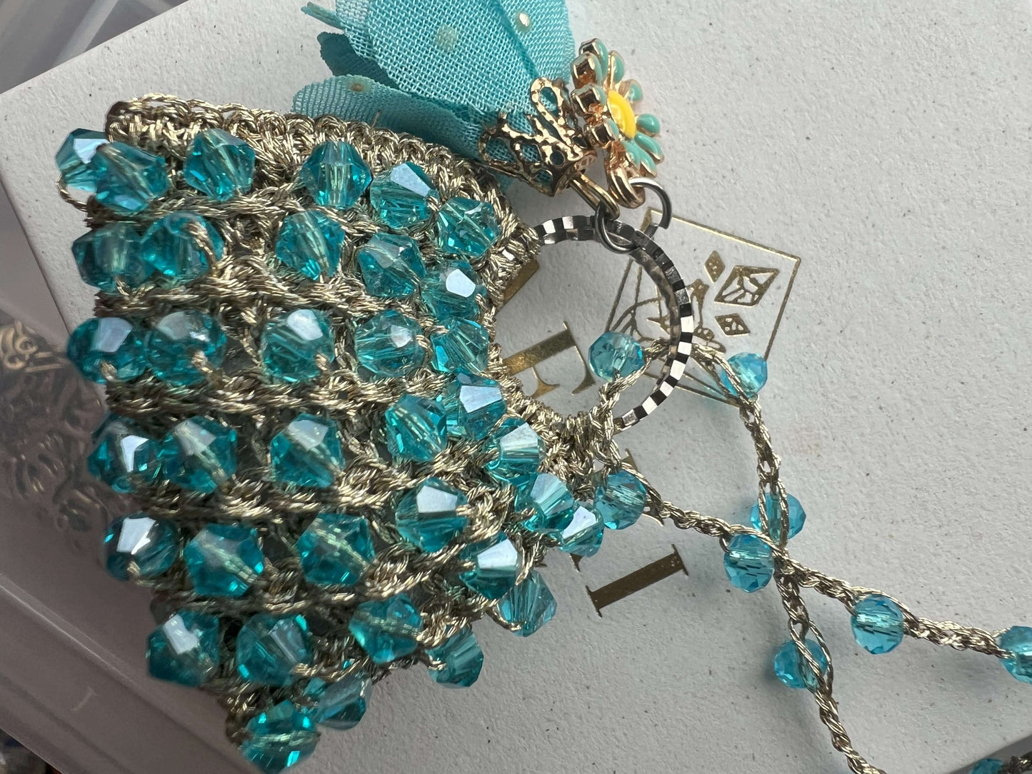 MiniBags crystal necklace floral pendant unique gift for her