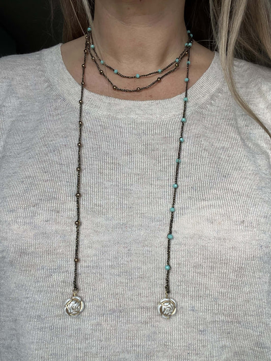 Lariat necklace – classic pearl necklace, ideal gift for women, perfect for weddings, beach days, or elegant summer outfits