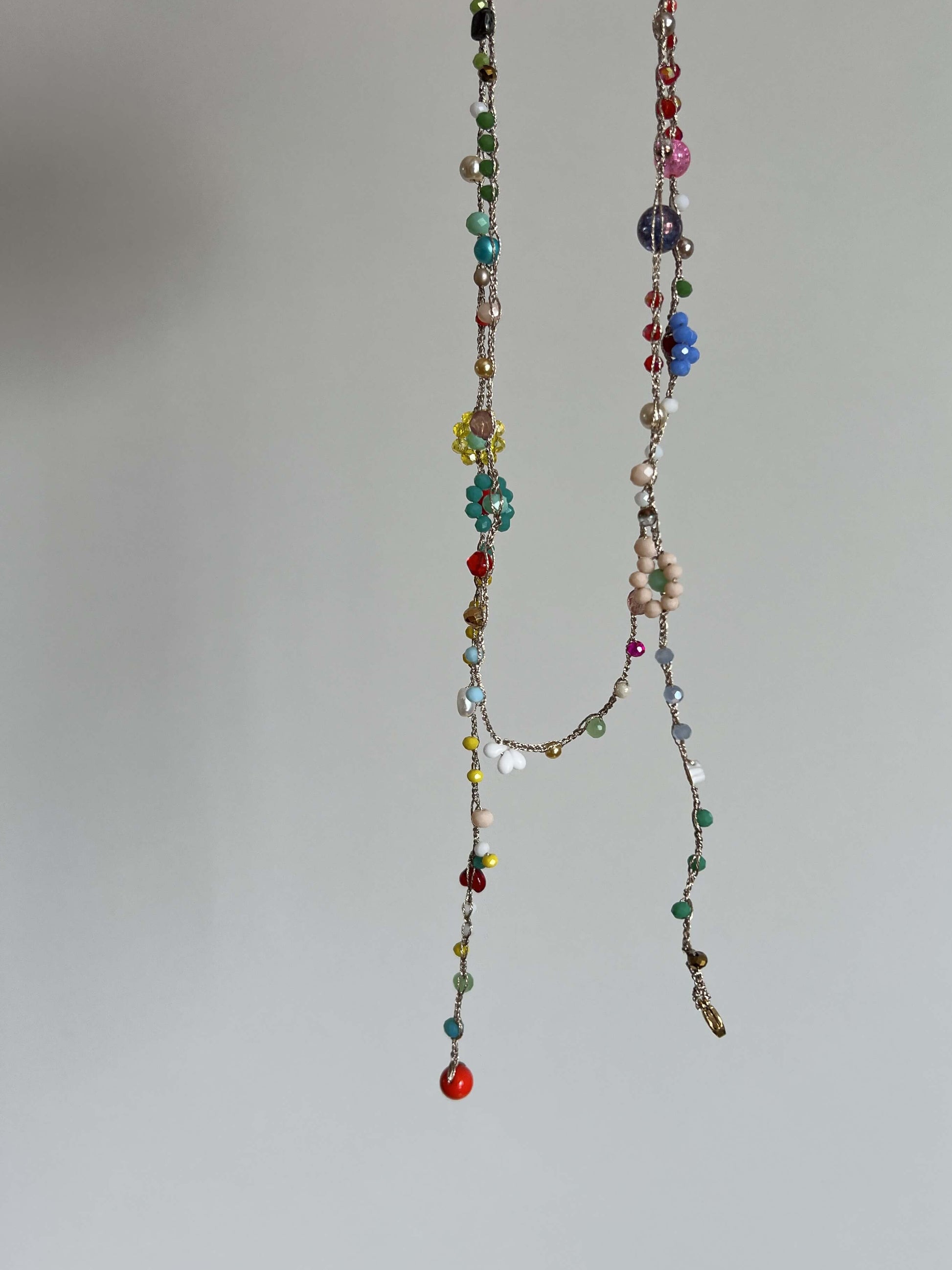 Floral wrap necklace versatile layering jewelry, bohemian style
