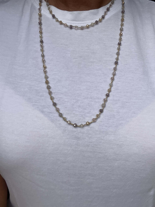 Collana Luce fatta a mano con cristalli, da indossare lunga, a 2 giri o come bracciale multigiro