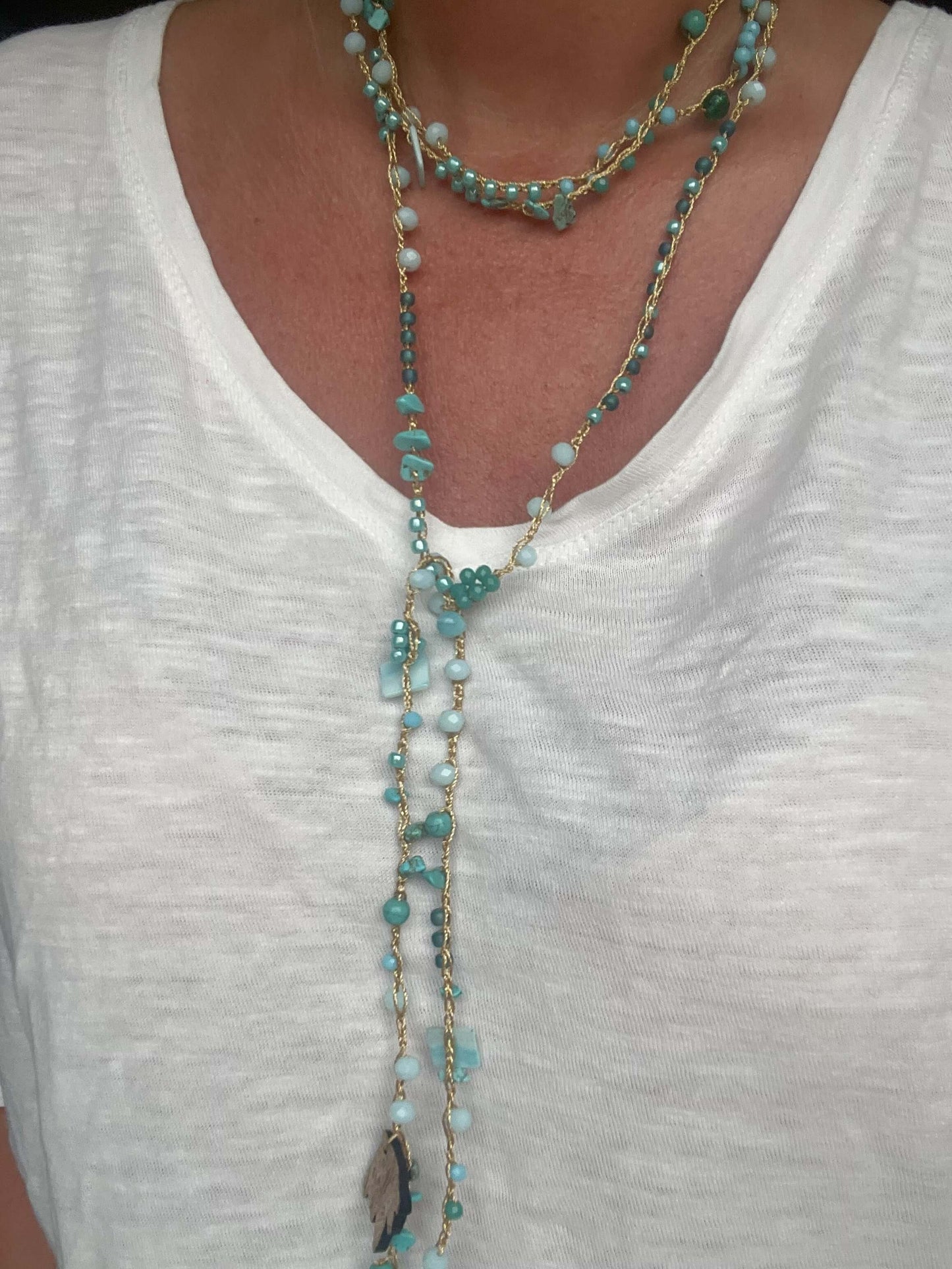 Collana lunga floreale 180cm, stile boho chic. Da indossare lunga, multigiro o creativa per look unici.