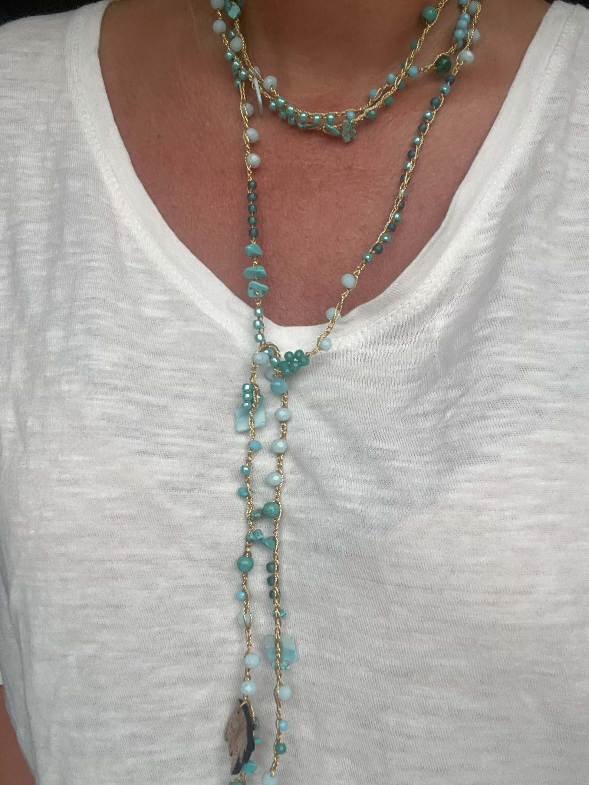 Collana lunga floreale 180cm, stile boho chic. Da indossare lunga, multigiro o creativa per look unici.