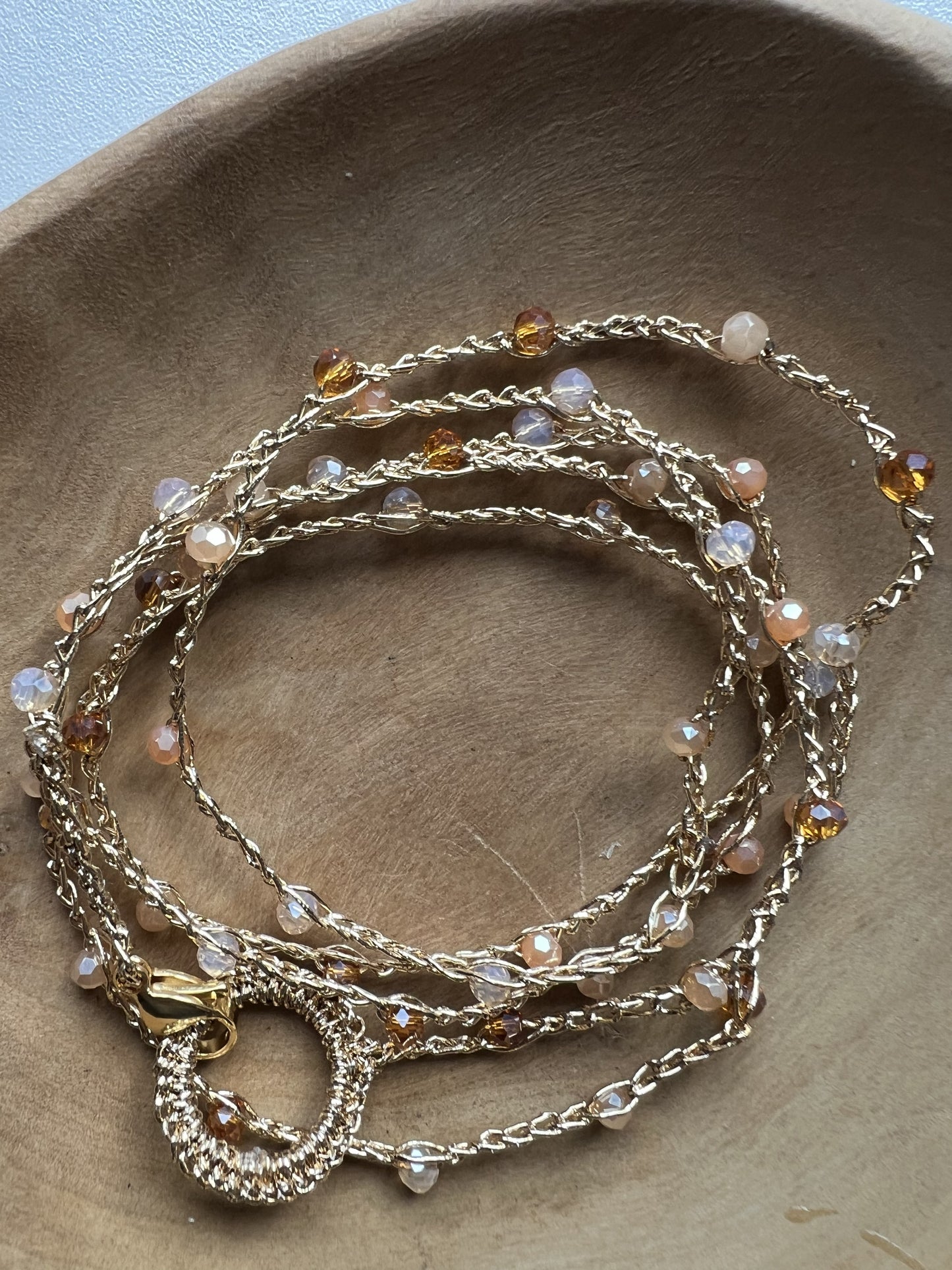 Italian Handmade Elegance – Crystal Pendant & Wrap Bracelet