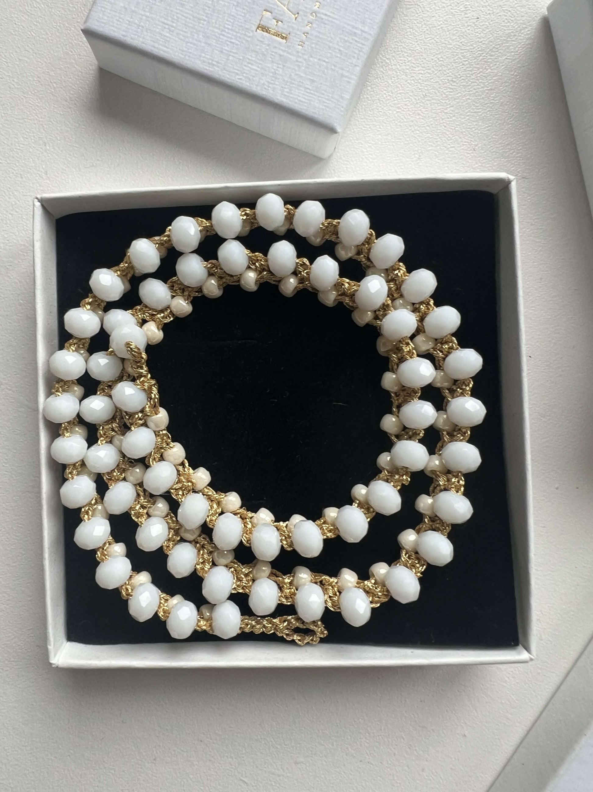 High quality crystals catching light sparkle detail handmade choker