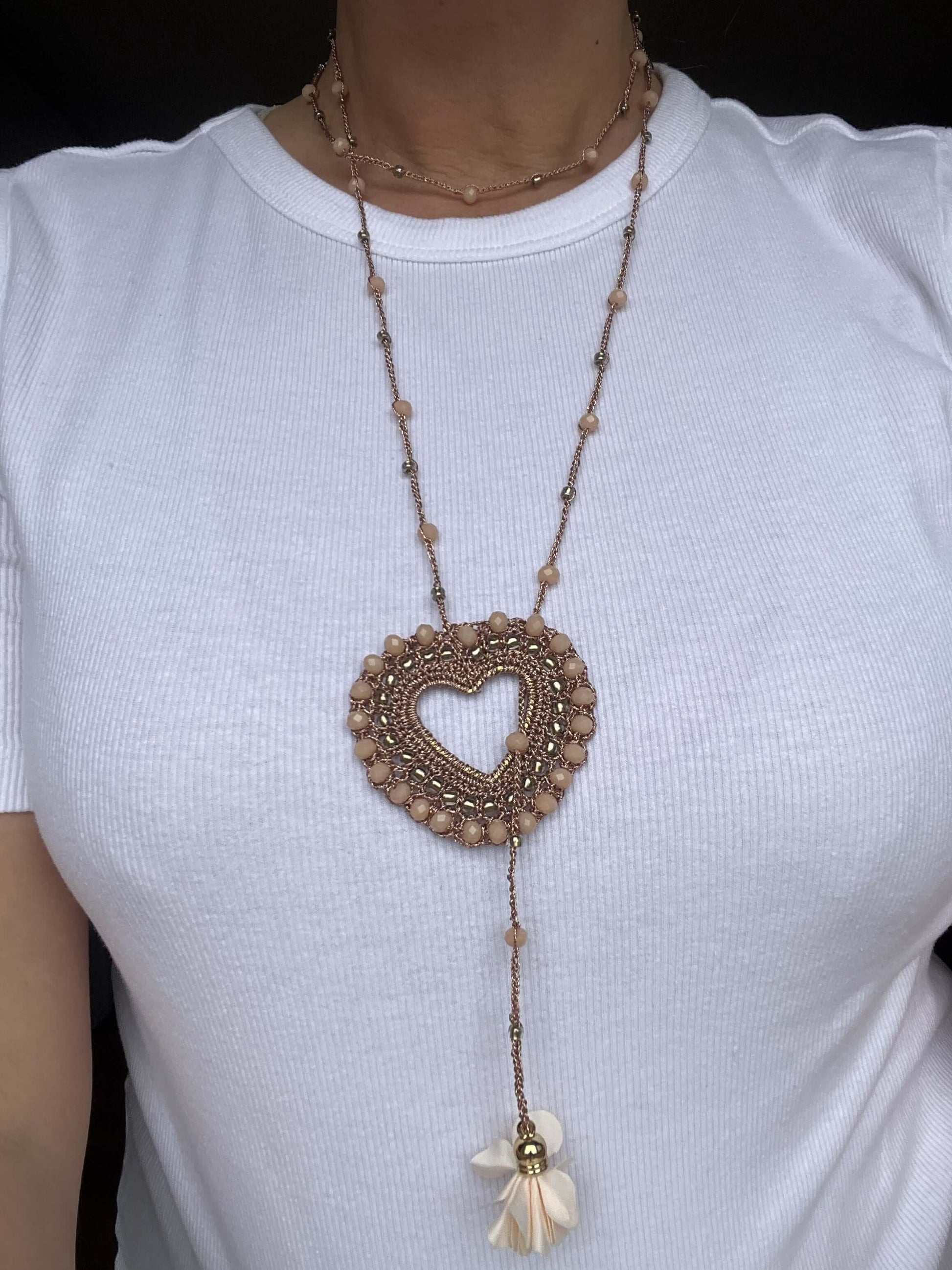 Collana Nude Heart sali scendi elegante da cerimonia donna, gioiello raffinato e luminoso che valorizza ogni look