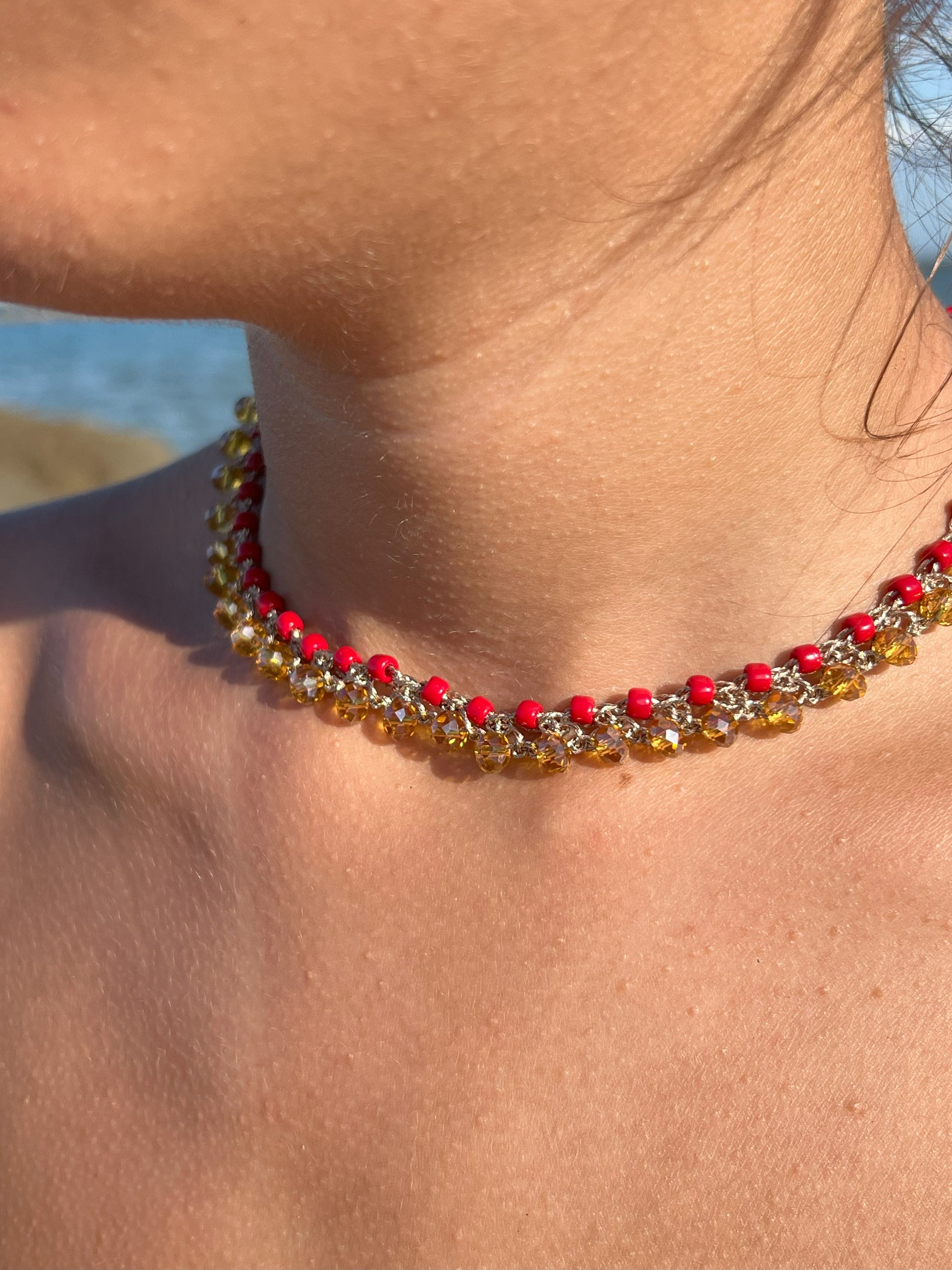 Handmade jewelry: girocollo Gemini con 2 fili di cristalli e Toho. Stile boho chic, leggero e personalizzabile.