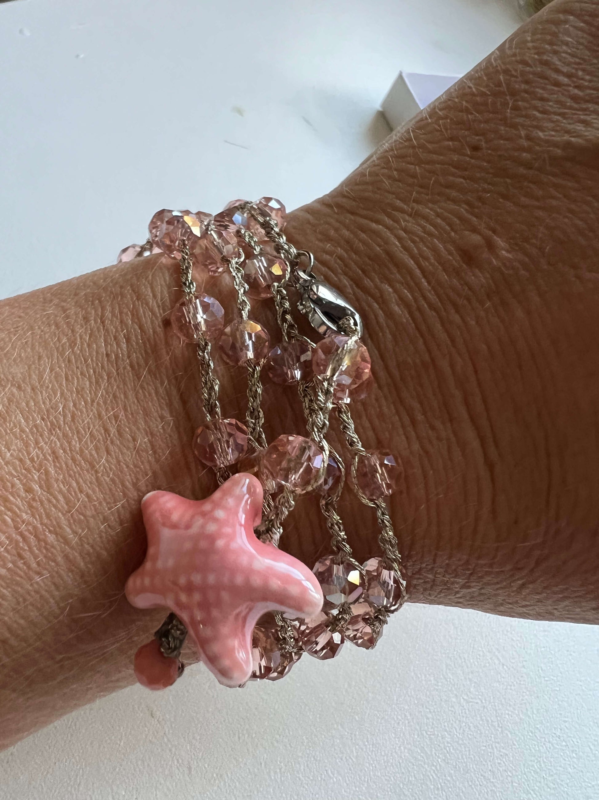 Multi wrap bracelet convertible from necklace ceramic star charm versatile jewelry