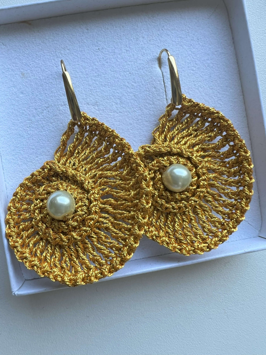 Orecchini pendenti VINTAGE BOHO con conchiglia blu per orecchie forate - Italia