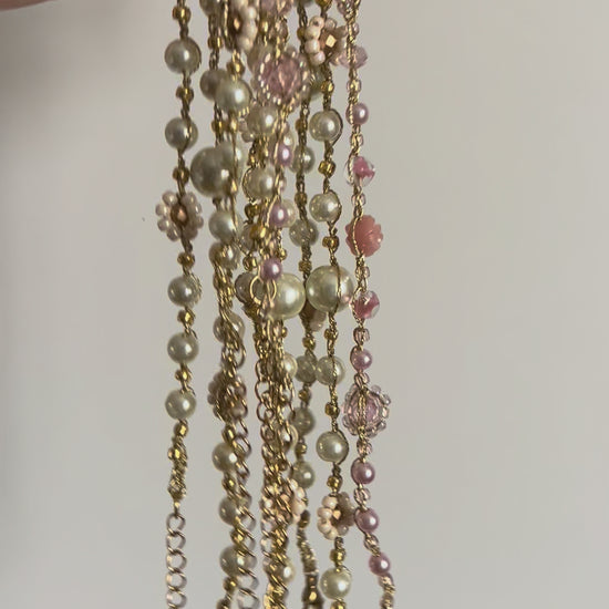 Romantic gold accent choker Elise, lightweight handmade jewelry, one-of-a-kind pearl necklace