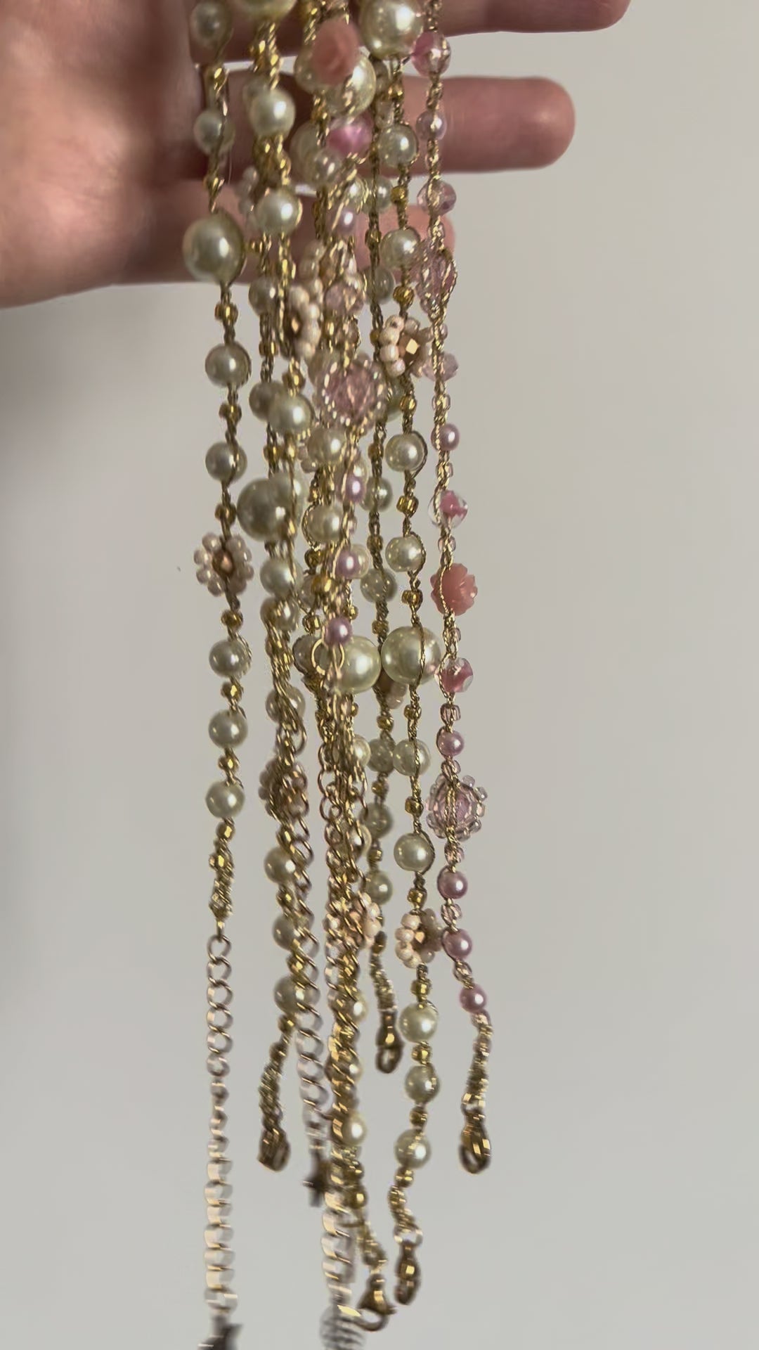 Romantic gold accent choker Elise, lightweight handmade jewelry, one-of-a-kind pearl necklace