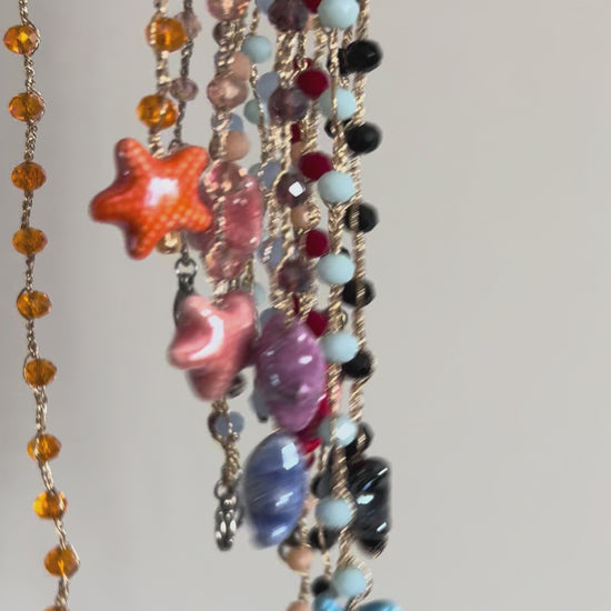 Prima Stella wrap necklace available colors orange black pink sky blue purple