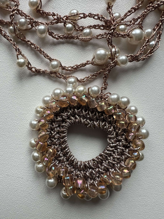 Rose Heart rose gold pearl necklace, elegant handmade jewelry for women, timeless and refined piece perfect for everyday chic style