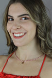 Collana oro rosa all'uncinetto con perline - fafiki