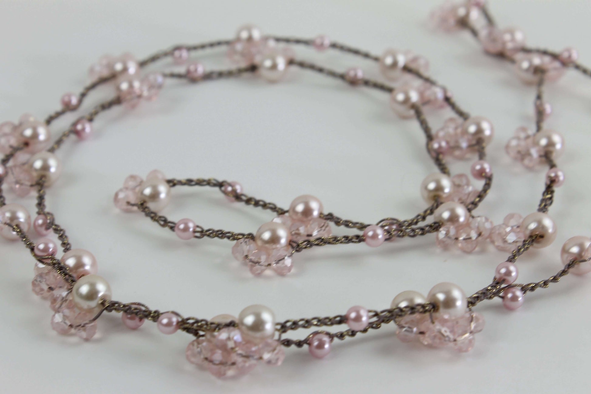 Collana Rosa - collana all'uncinetto e perline - fafiki