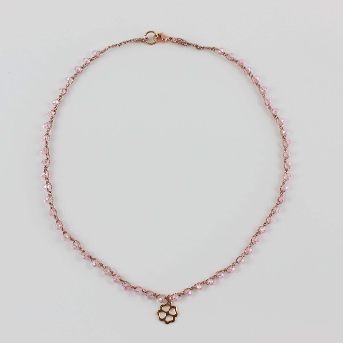Collana oro rosa all'uncinetto con perline - fafiki