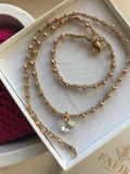 collana girocollo con cuore e perline giapponesi color oro